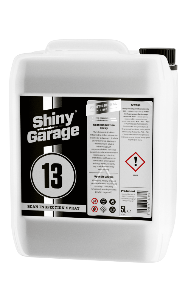 SHINY GARAGE SCAN INSPECTION SPRAY 5L - IPA, Inspekcja