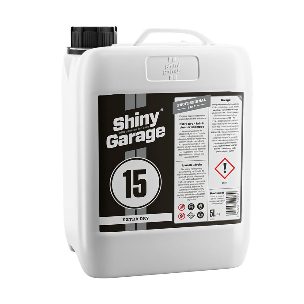 SHINY GARAGE Extra Dry 5L Płyn Do Prania Elementów Materiałowych Wrażliwych Na Przemoczenie