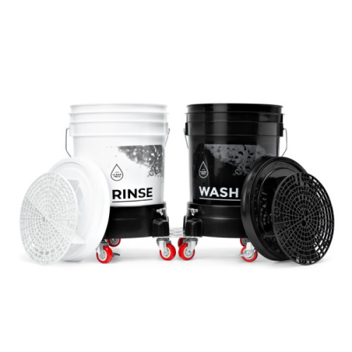 CLEANTECH Wiadra WASH + RINSE 20L + Separatory + Pokrywy + Wózki