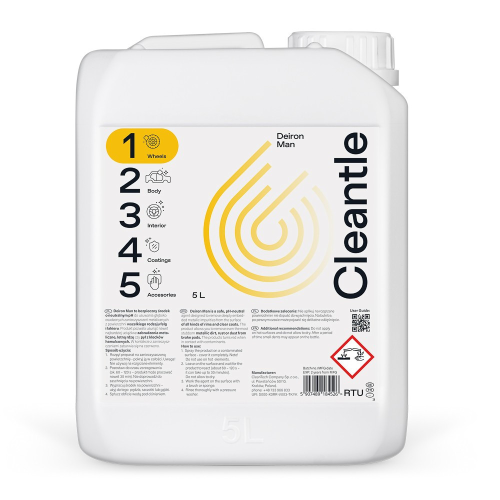 CLEANTLE Deiron Man 5L - Płyn Do Usuwania Metalicznych Zanieczyszczeń