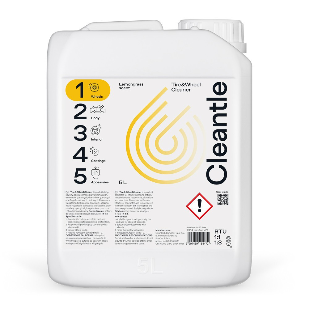 CLEANTLE Tire & Wheel Cleaner 5L - Preparat Do Czyszczenia Felg i Opon