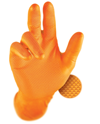 GRIPPAZ Rękawiczki Nitrylowe Z Wypustkami Pomarańczowe 8/M