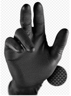 GRIPPAZ Rękawiczki Nitrylowe Z Wypustkami Czarne 10/XL