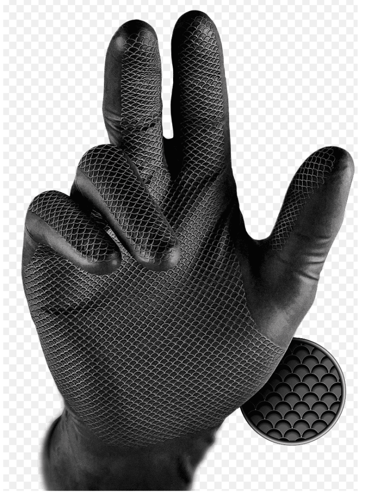 GRIPPAZ Rękawiczki Nitrylowe Z Wypustkami Czarne 10/XL