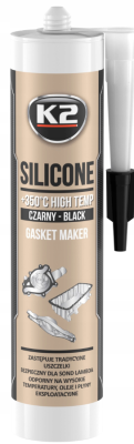 K2 Czarny Neutralny Silikon 300C oksymowy,bezoctowy,bezwonny 300ML