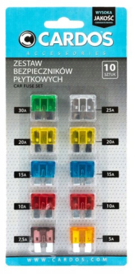 K2 CARDOS Bezpieczniki Płytkowe Zestaw 10 sztuk