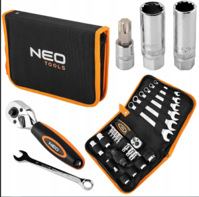 NEO TOOLS Zestaw narzędzi do motocykla 25szt-miekkie etui