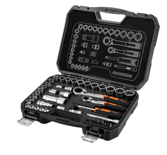 NEO TOOLS Zestaw nasadek przelotowych 1/4" + 3/8", 46 szt